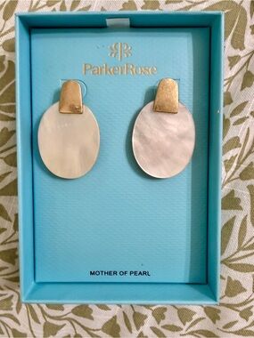 Parker Rose Mother-of-Pearl Oval Drop Pierced Earrings with Gold Tops